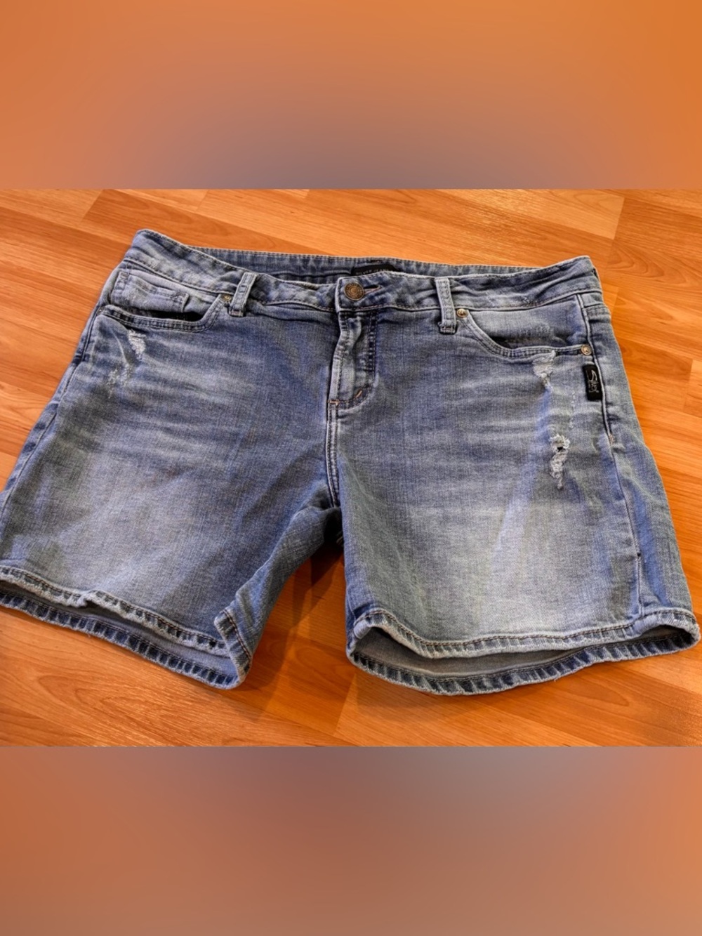 Silver Distressed Elyse Jean Shorts